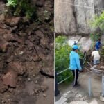 Chuva causa deslizamento de terra e bloqueia trecho de paredão do açude Cedro, em Quixadá QUIXADÁ