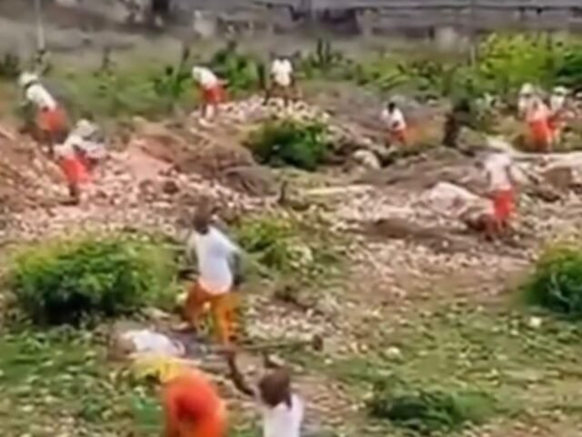 Vídeo mostra presos trabalhando na quebra de pedras no Complexo Penitenciário de Aquiraz e repercute nas redes