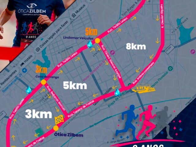 Percursos da Corrida de 9 Anos das Óticas Zilbem são definidos; atletas vão encarar desafios de 3, 5 e 8 km